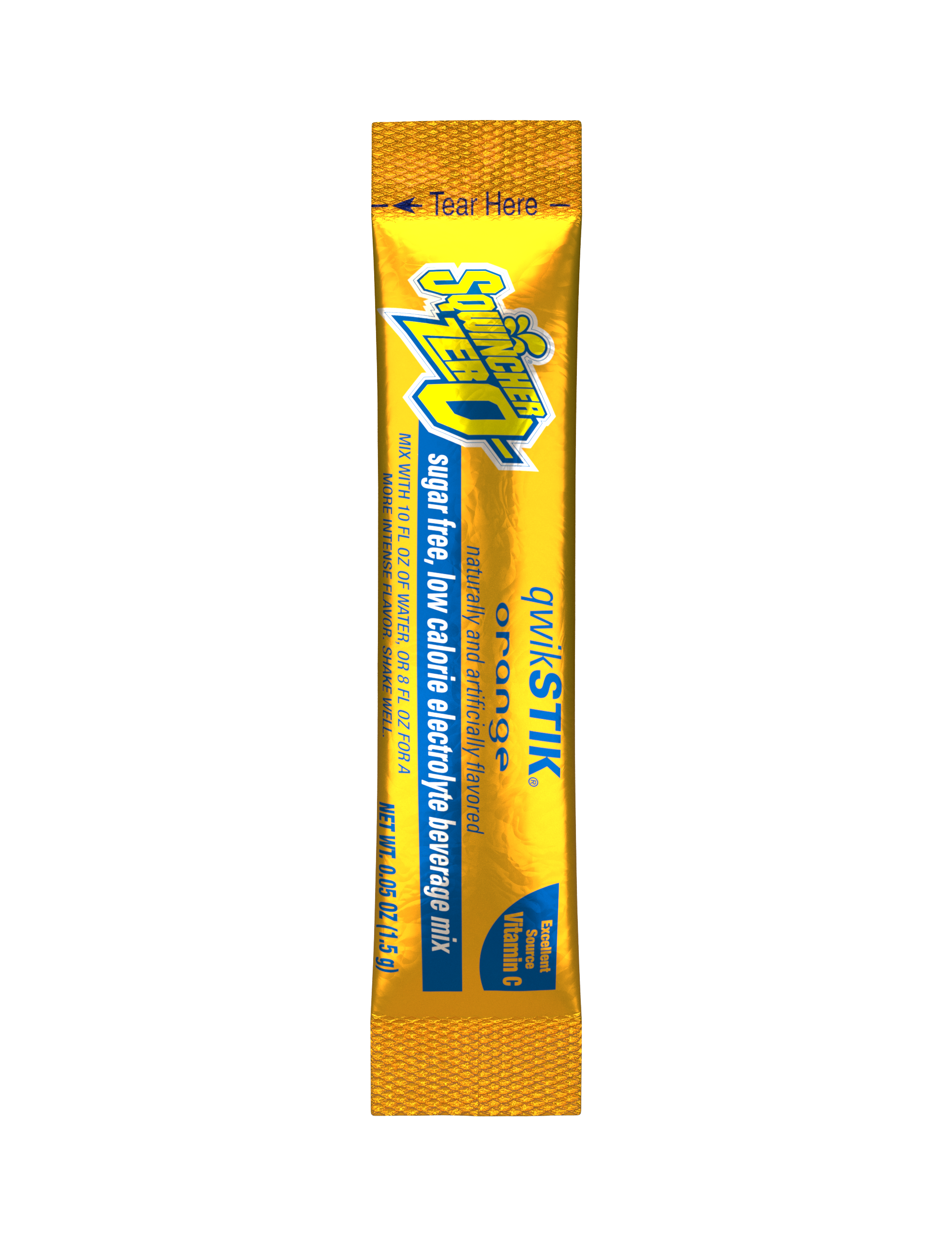 Sqwincher® Zero Qwik Stik® 20 oz. Orange Flavored Powder Concentrate Electrolyte Hydration Drink Mix, 500 Pack - Single Serve